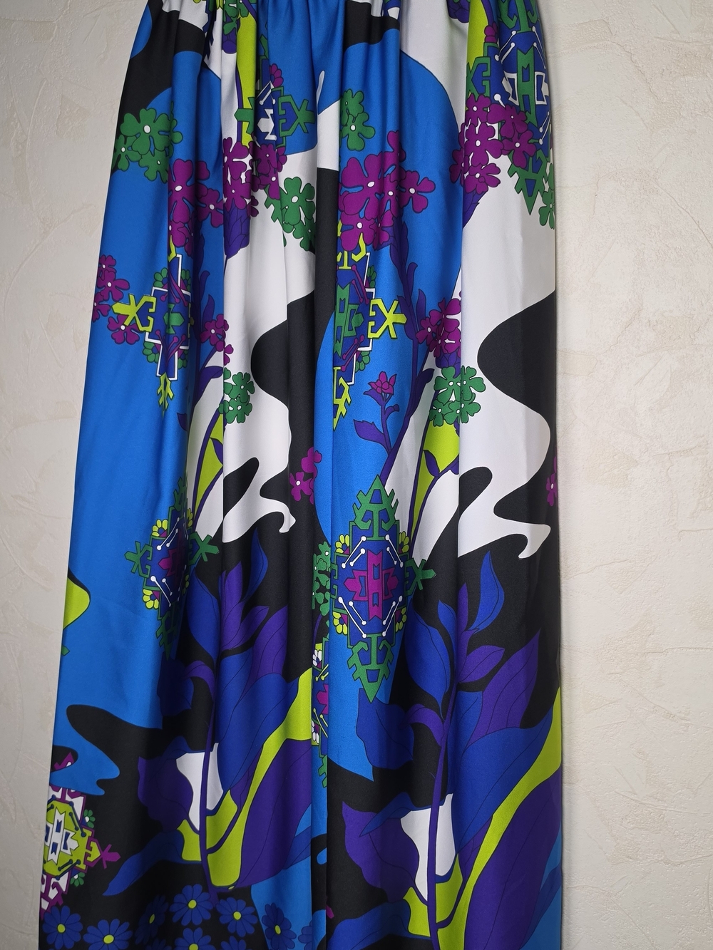VTG 60s THC Hawaiian Textiles Maxi Skirt Psychedelic Mod Flower Power Size Small